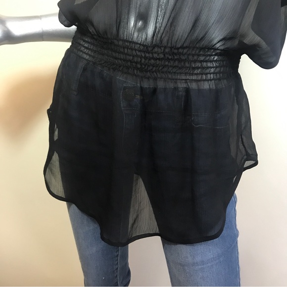 Sheer Black Express Top Medium Blouse Peplum Tunic Style - Picture 4 of 15